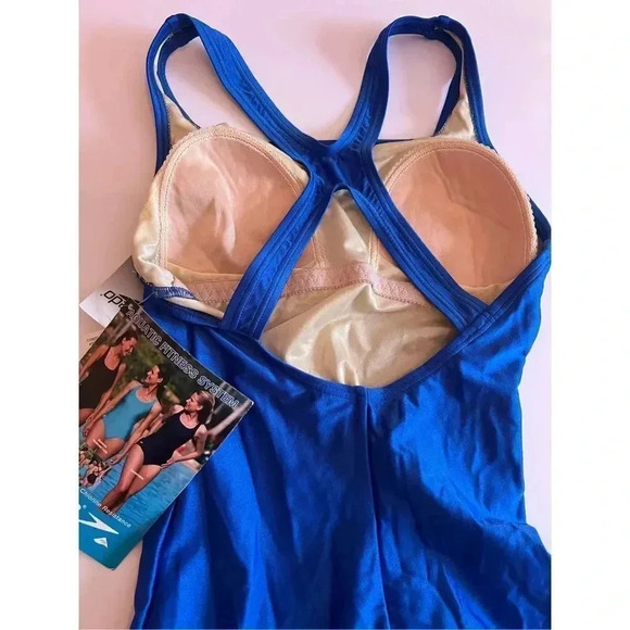 SPEEDO blue swimming one piece X back size 8 NWT - Picture 4 of 7